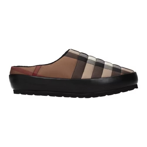 New Authentic BURBERRY SLIPPERS AND CLOGS MEN FABRIC BROWN BIRCH - Picture 10 of 12